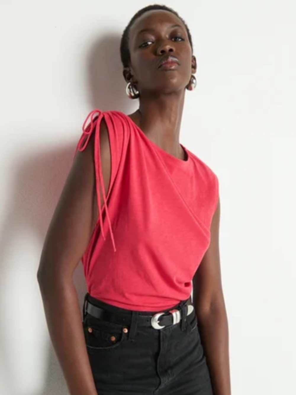 NWT Nation LA Julie Shoulder Tie Top Red Sz M